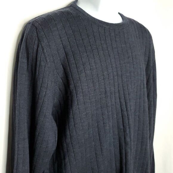 Brooks Brothers 346 Ribbed Fine Merino Wool Sweater L Light Weight Blue - Picture 2 of 5